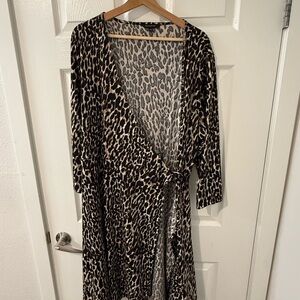 Banana Republic Leopard Print Wrap Dress in Black and Brown